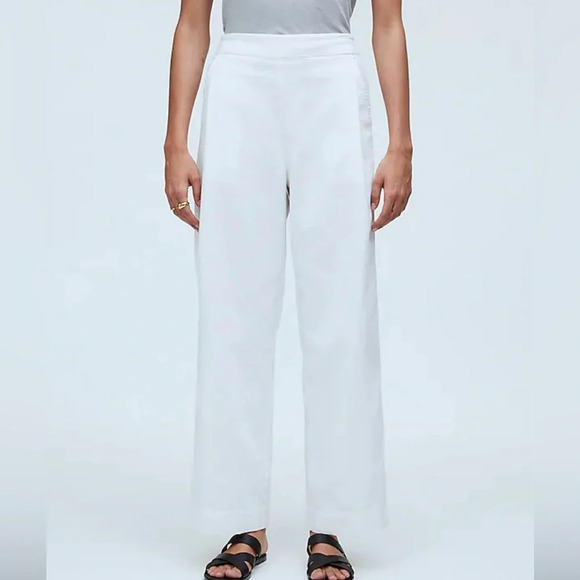 Madewell Linen Blend White Pull-On Straight Crop Pant Size 2 - Picture 2 of 6